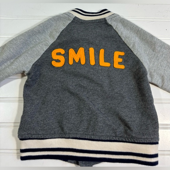 Baby Gap Varsity Jacket Size 12-18 Months Gray Smile Boy Cotton - Picture 10 of 12